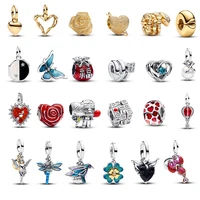 Hot Sale Beautiful 925 Silver Lucky Bag Fiery Love Heart Dangle Charm Fit Original Bracelet DIY Party Gift Jewelry Making 1