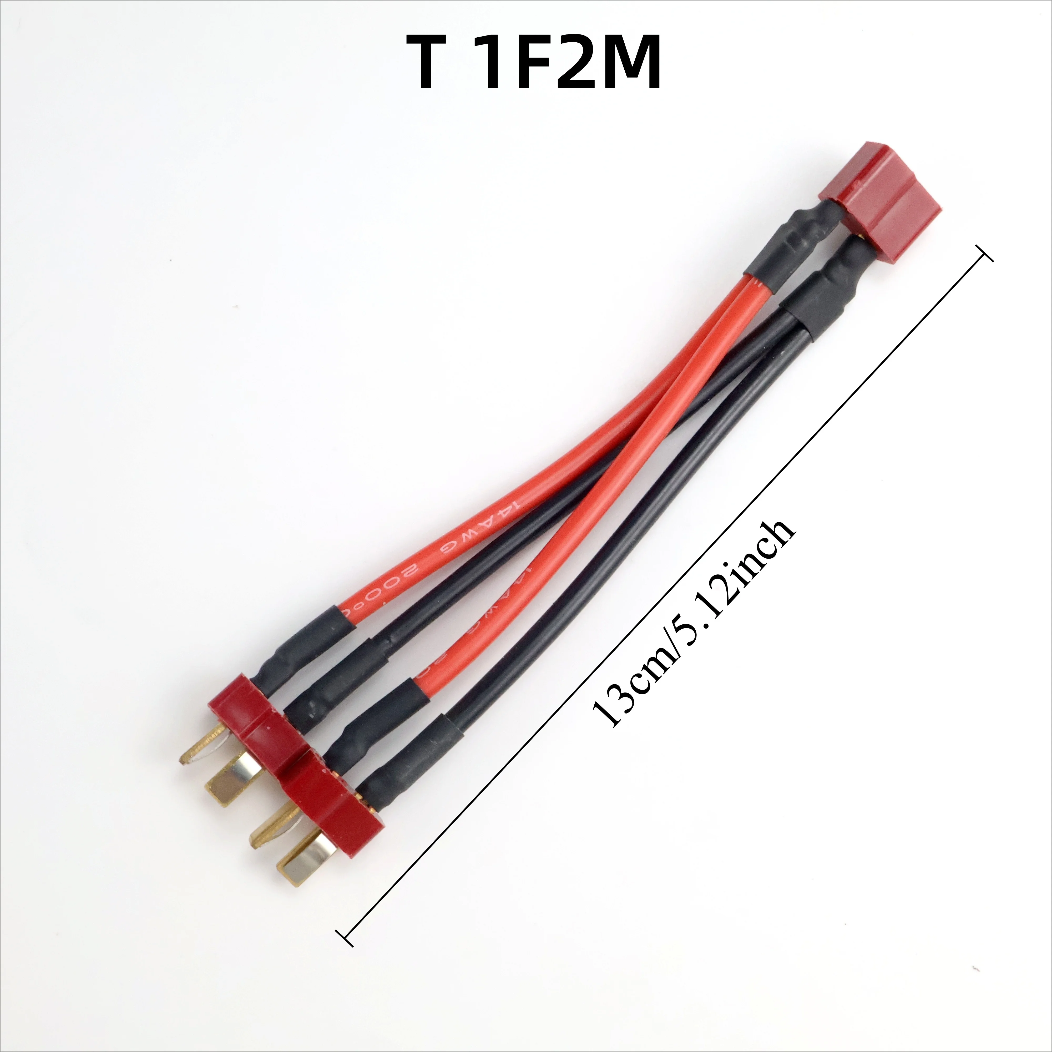 Dual Extension Y Splitter Cable with T Plug Connectors for RC Battery and Motor, 14AWG Silicone Wire