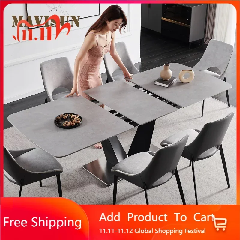 

Modern Folding Dining Table Minimalist Italian Household Small Apartment Rectangle Foldable Dining Furniture Kitchen Tables