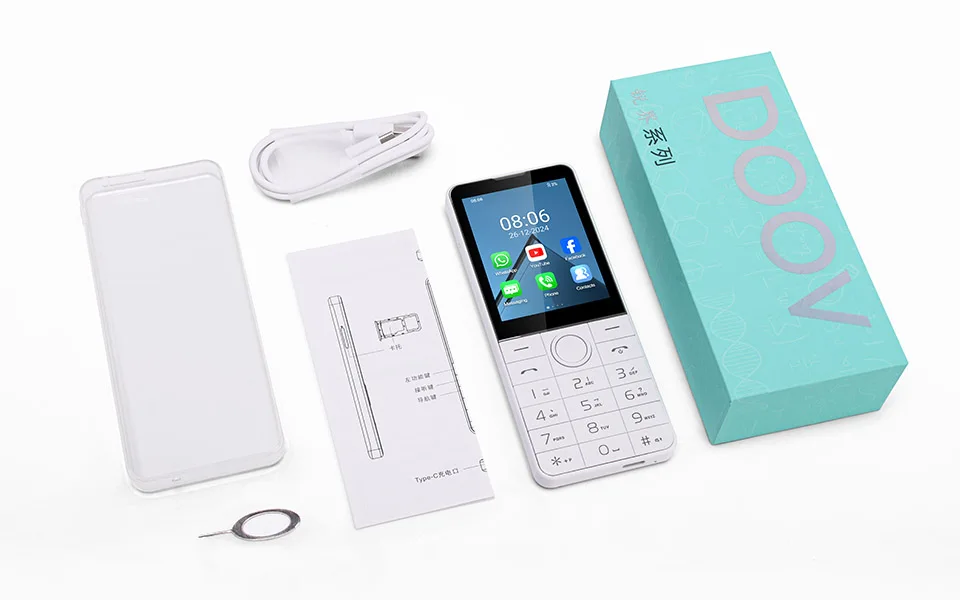 DOOV R77 4G Smart Touch Screen 2.8 Inch Keypad Mobile Phone without Camera 3GB+32GB 2100mAh Android 13 Whatsapp Hebrew keyboard 6