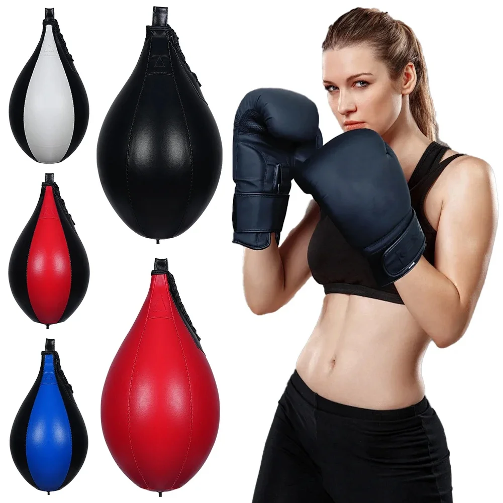 Boxing Speed Ball Pear Shape PU Speed Bag Boxing Punching Bag Swivel Speedball Exercise Fitness Training Ball