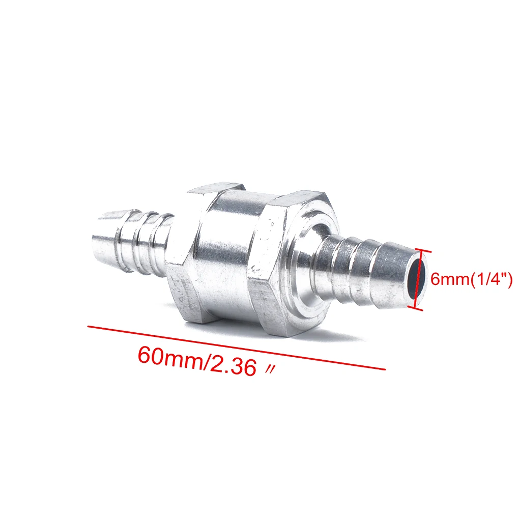 6mm One Way Fuel Line Check Valve Non Return Diesel Aluminium 1/4" 6mm