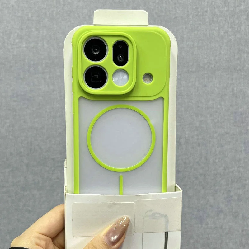 Luxury Frosted Glossy MagSafe-Enabled Transparent Armor Case with Wireless Charging Compatibility