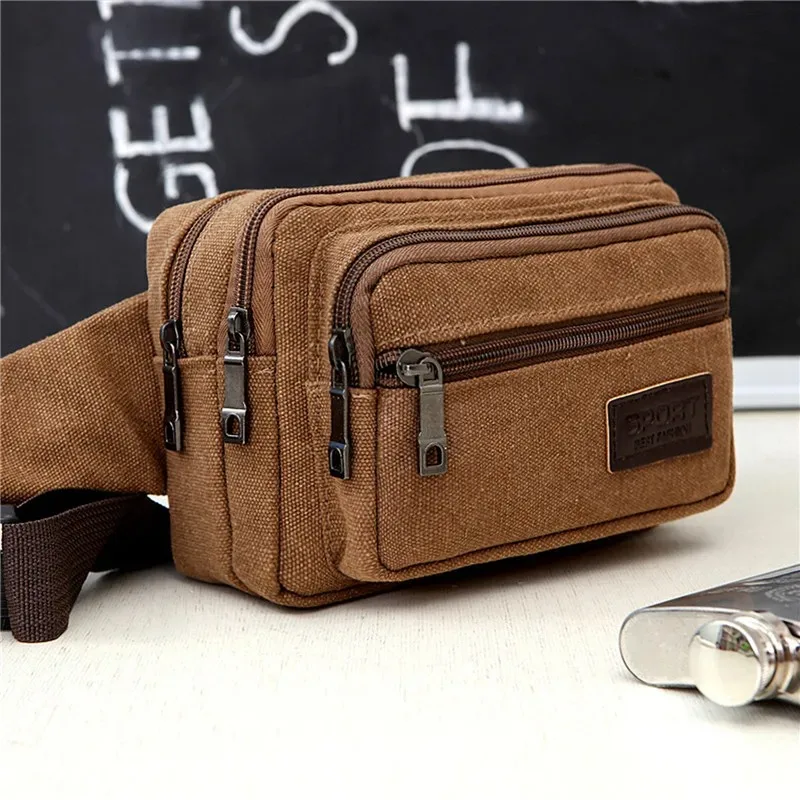 Leinwand Taille Tasche Outdoor Sport Multifunktionale Männliche Taille Pack Hohe Qualität Langlebig Hohe kapazität Taschen Tragbare Telefon Geldbörse – Detail 31