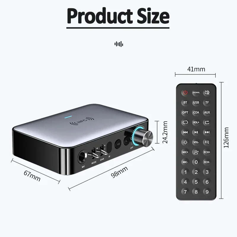 Bluetooth Receiver Transmitter 5.1 NFC Stereo 3.5mm AUX Jack Optical Coaxial RCA Wireless Audio Adapter Microphone Sing For TV