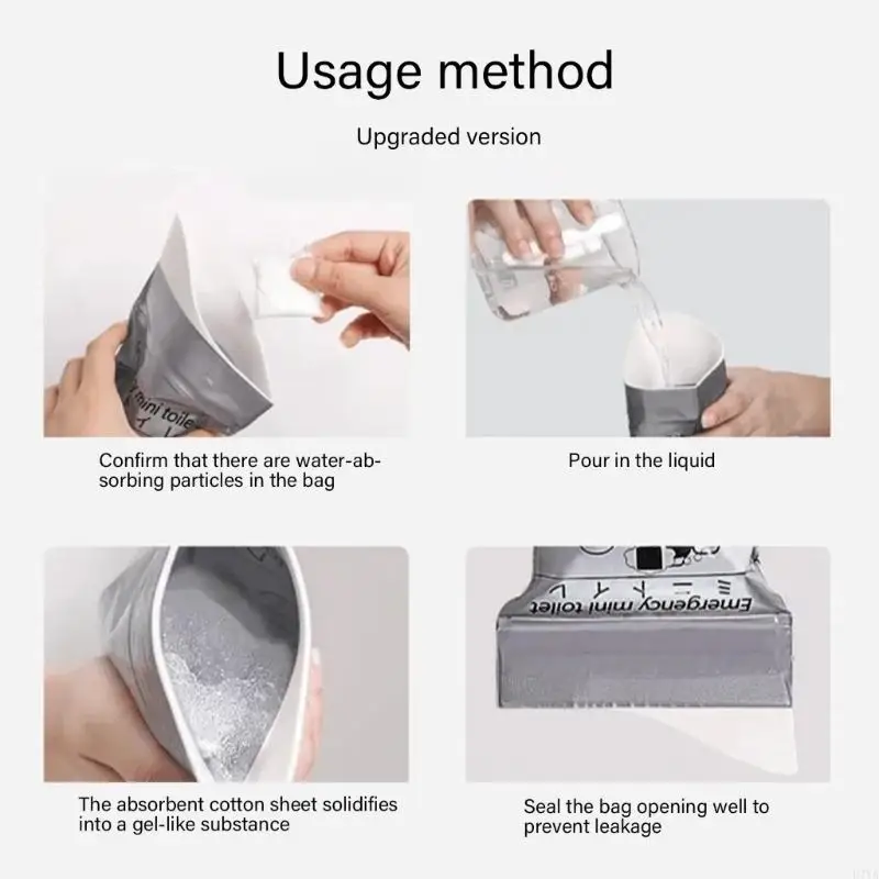 자동차 비상 소변 가방 도로 여행을위한 빠른 흡수 가루가있는 소변기 여행 모바일 화장실 D7YA