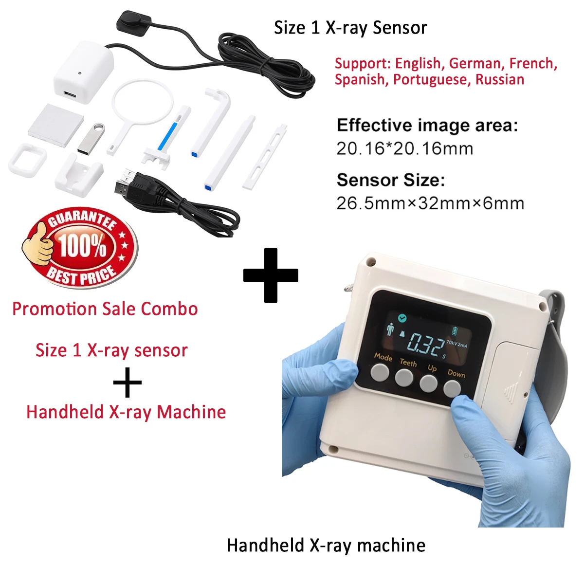 

New Dental Digital RVG X-ray Imaging Intraoral Sensor Radiography X-ray Sensor Xray Machine Combo for Dental Imaging X-ray Units