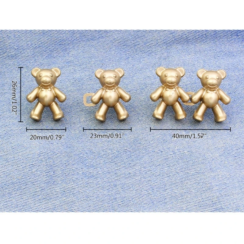 2Pcs (Gold) Jean Tightener for Waist Adjustable Pant Button Pins