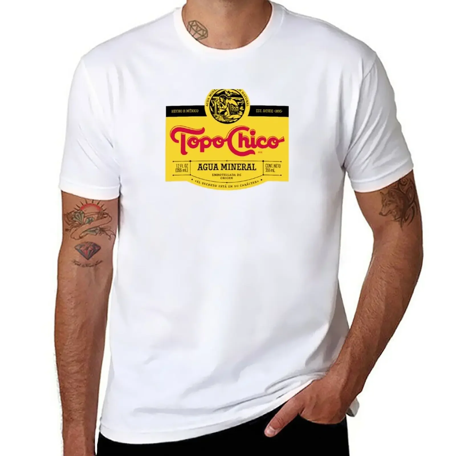Topo Chico Label T-Shirt Blanks Plus Size Top Plain Mens T Shirt Graphic