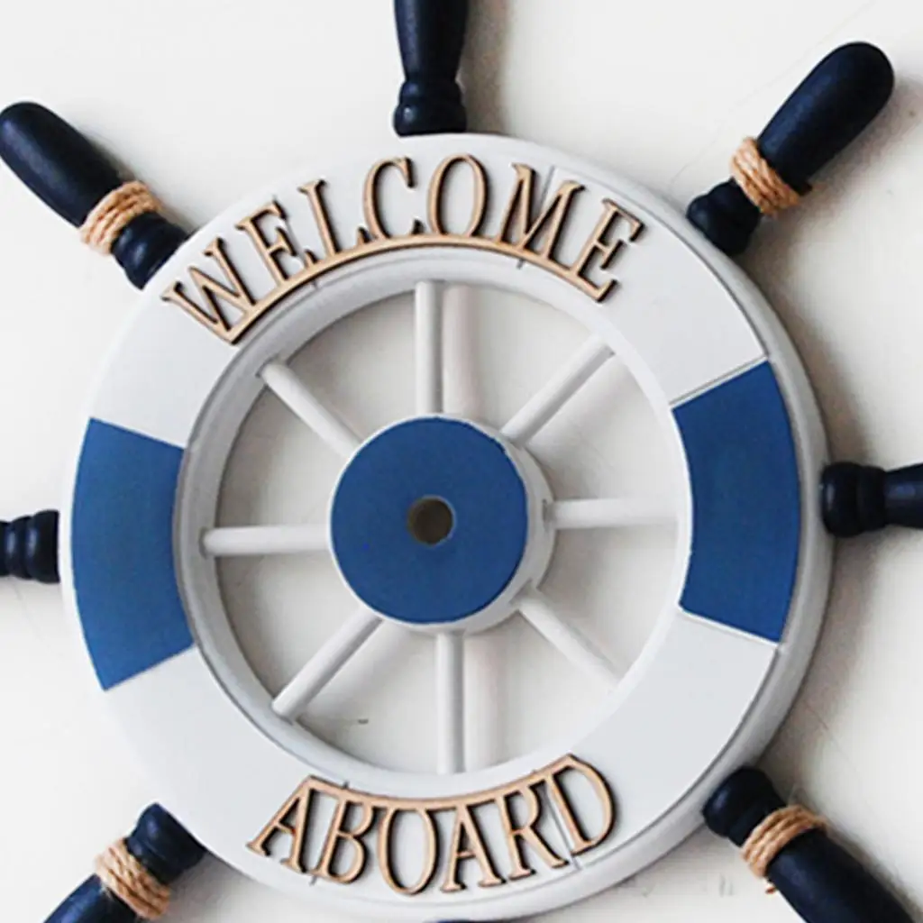 32cm Beach Wooden Boat Ship Steering Wheel Welcome Board Home Wall Decor 32cm Beach Wooden Boat Ship Steering Wheel Welcome Board Home Wall Decor
