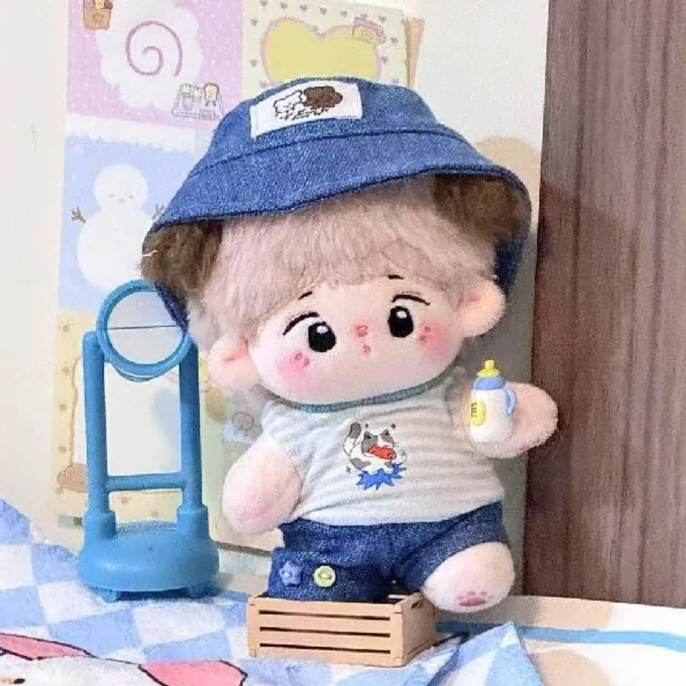 1 set Striped T-shirt 10/20cm Cotton Doll Clothes Summer Set Cartoon Pattern 20cm Cotton Doll's Clothes Outfit Fashion