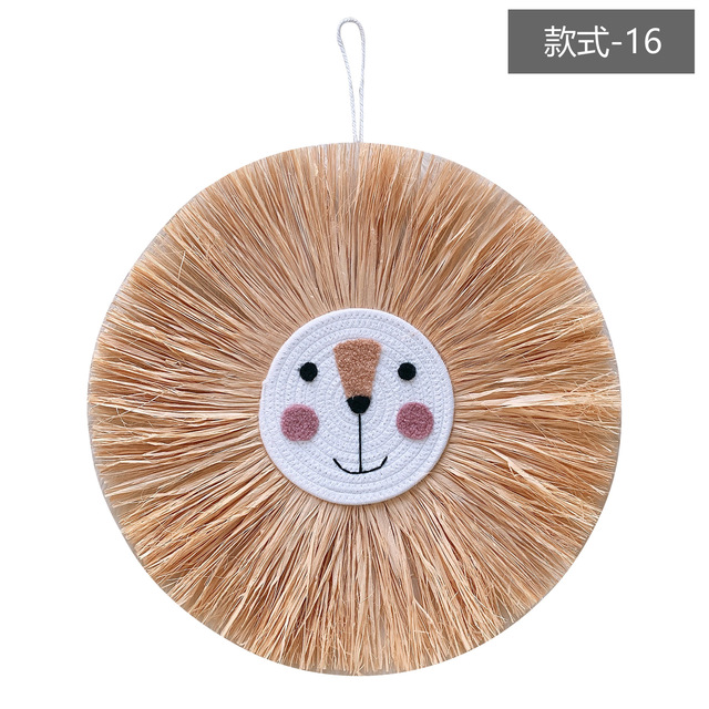 Home decoration Tapestry Handwoven Cartoon Lion Hanging Decorations Cute Animal Head Ornament Children room Wall Hanging