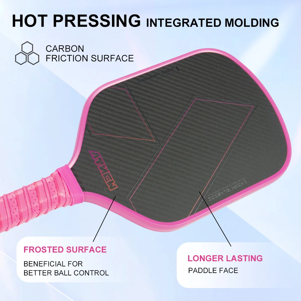 ATNEW BV51X-03 Pink Color Grip And Edge Carbon Fiber T700 +3K Pickleball Paddle ,Cloth Pattern Surface, 16MM Thermoformed Racket
