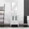 24" Modern Bathroom Vanities Sink Combo White Stand Cabinet with White Rectangle Ceramic Vessel Sink & Water Save Faucet 2