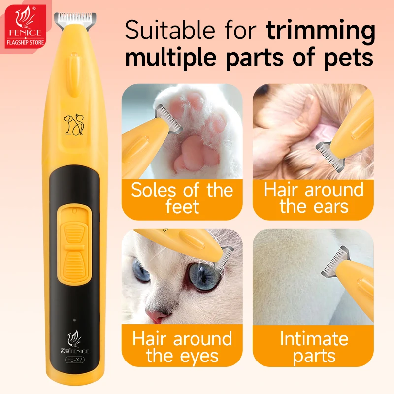 Fenice Dog Cat Paw Ear Hair Eye Intimat Area Trimmer LED Light Pet Hair Trimmer Dog Clippers Grooming 18mm Widen Blade