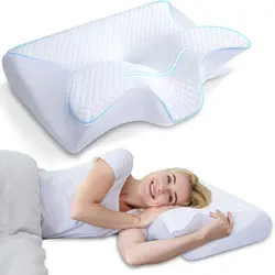 Ergonomic Memory Foam Pillow for Neck Pain Relief with Breathable Design (WHITE)