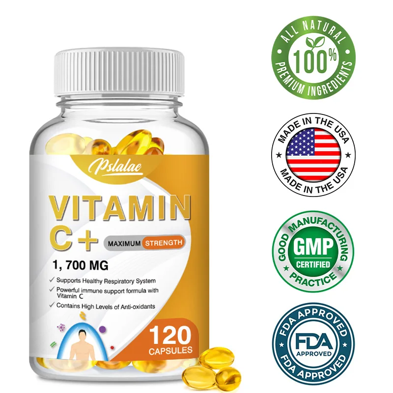 

Vitamin C Capsules 1700 Mg - Supports A Healthy Respiratory System with Zinc and Elderberry