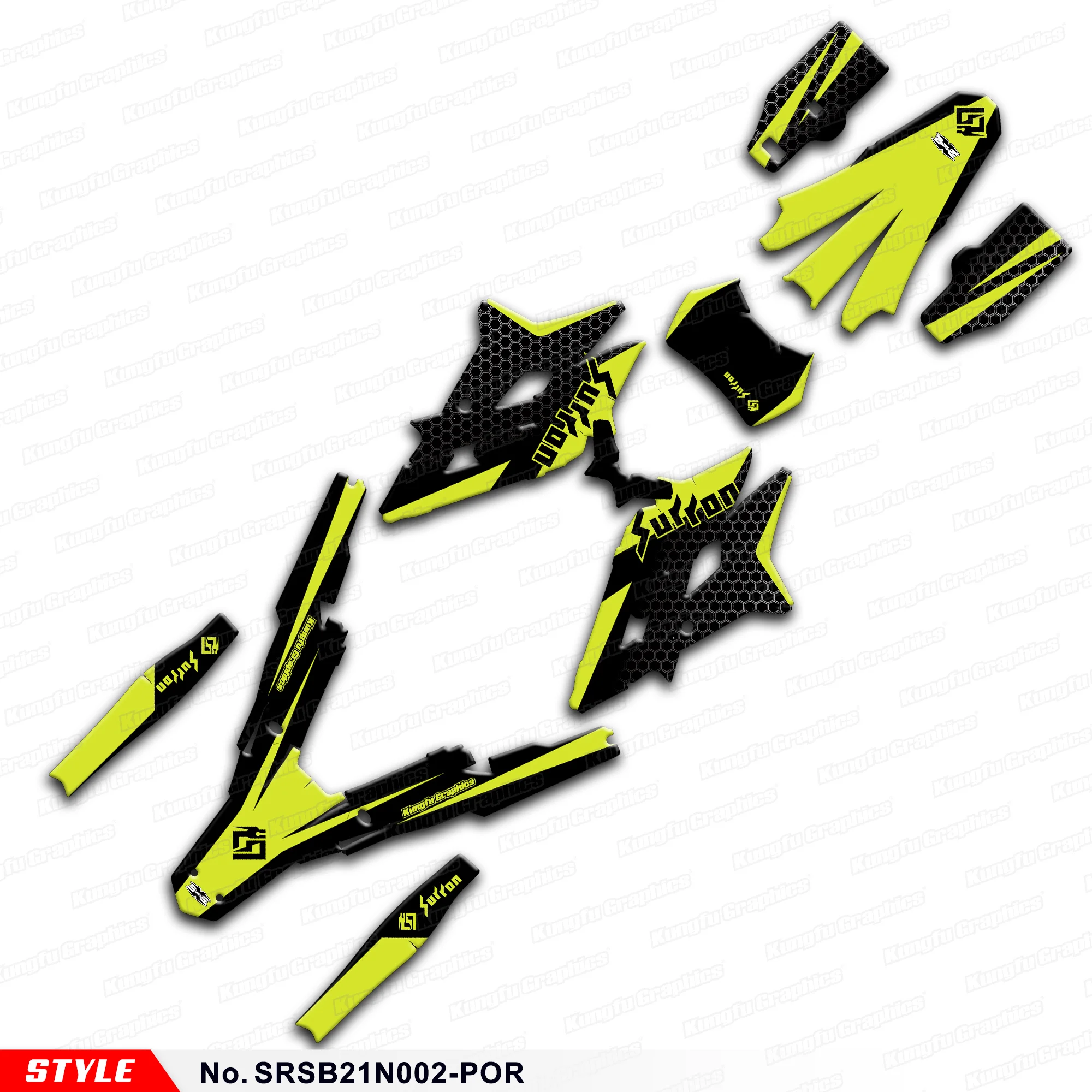 

Aftermarket Graphics Motocross Stickers Decal Kit for Sur-Ron Storm Bee Surron, Style No.SRSB21N002-POR