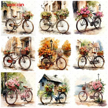 Huacan 5D Diamond Painting – Bicycle & Flower Landscape 1
