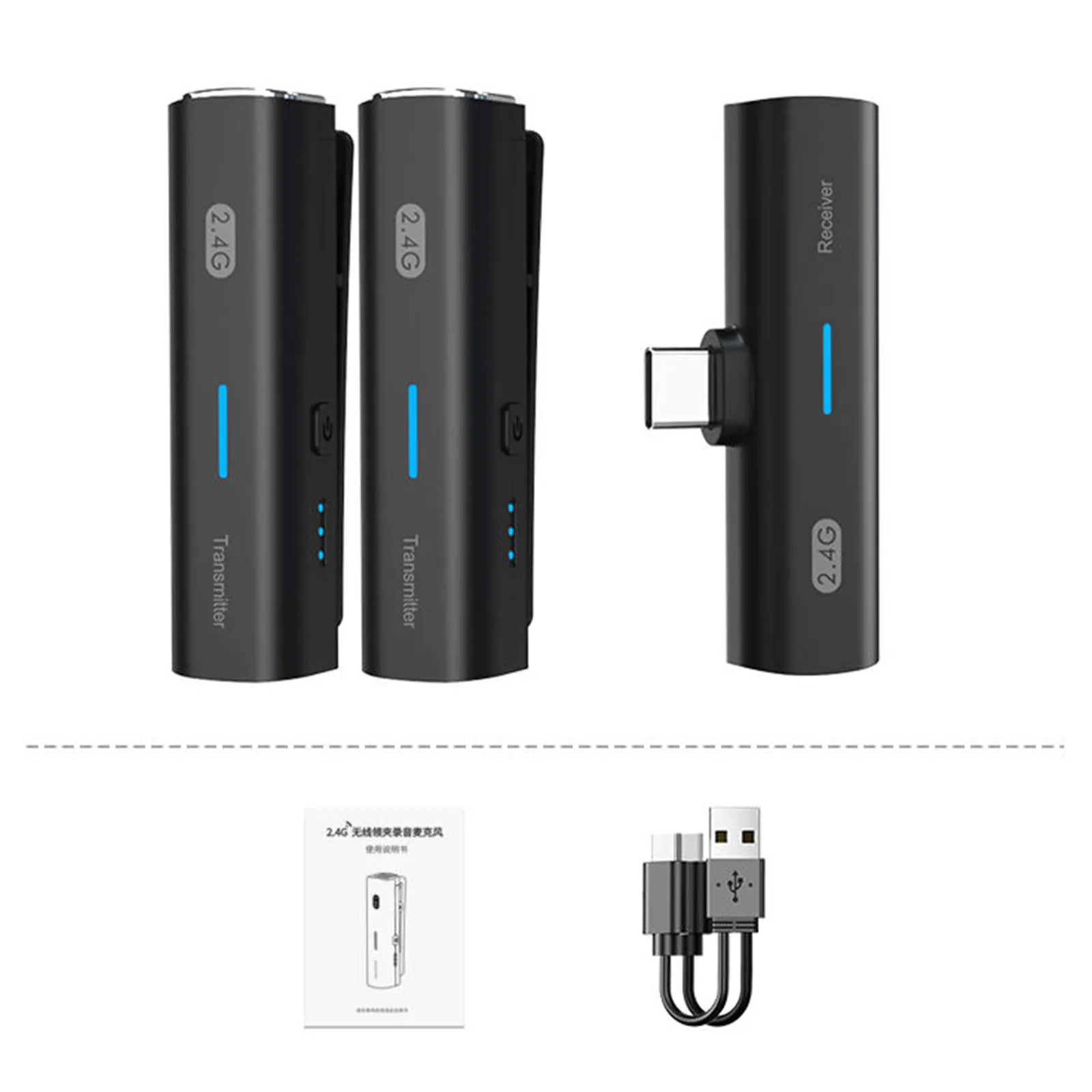 

Dual Wireless Lavalier Lapel Microphone for Camera-Cordless Double Mics Video Clip Mini Collar Lapel Type Recording Mic