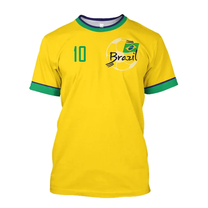 Semplici magliette da calcio brasiliano moda estiva manica corta 3D bandiera brasiliana stampata magliette sportive casual top abbigliamento da uomo - immagine 4