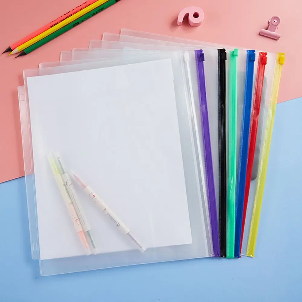 Clear Loose Leaf Bags Pouch Organizers Document Filing Bags Binder Zipper Folders Notebook Binder A5 A6 Size Pockets