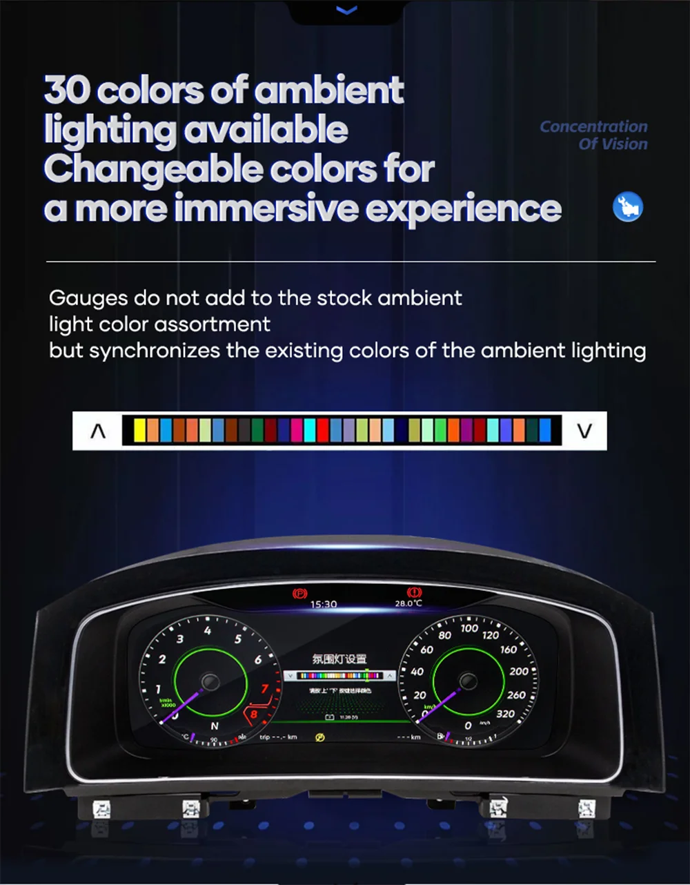 Digitales Armaturenbrett-Cluster für VW EOS Tiguan Touran Scirocco Seat Leon Crafter Sharan Virtual Cockpit Instrumententafel – Detail 17
