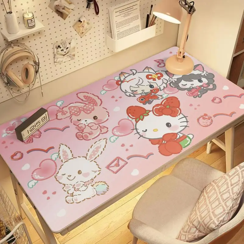 

Sanrio Kuromi Hello Kitty Ins Kawaii Leather Desk Mat Cute My Melody Children Eye Protection Tablecloth Mouse Pad Kids Gifts