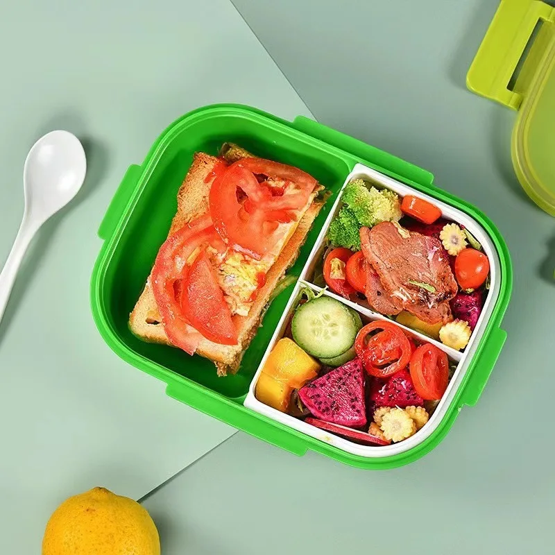 Compact & Versatile 3-Compartment Microwaveable Lunch Box with Kettle