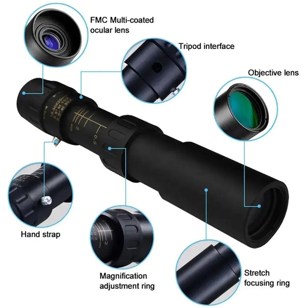 10-300x Zoom Portable Strong Binoculars Long Range Professional Spyglass Monocular Telescope Low Night For hunting phone lens 5