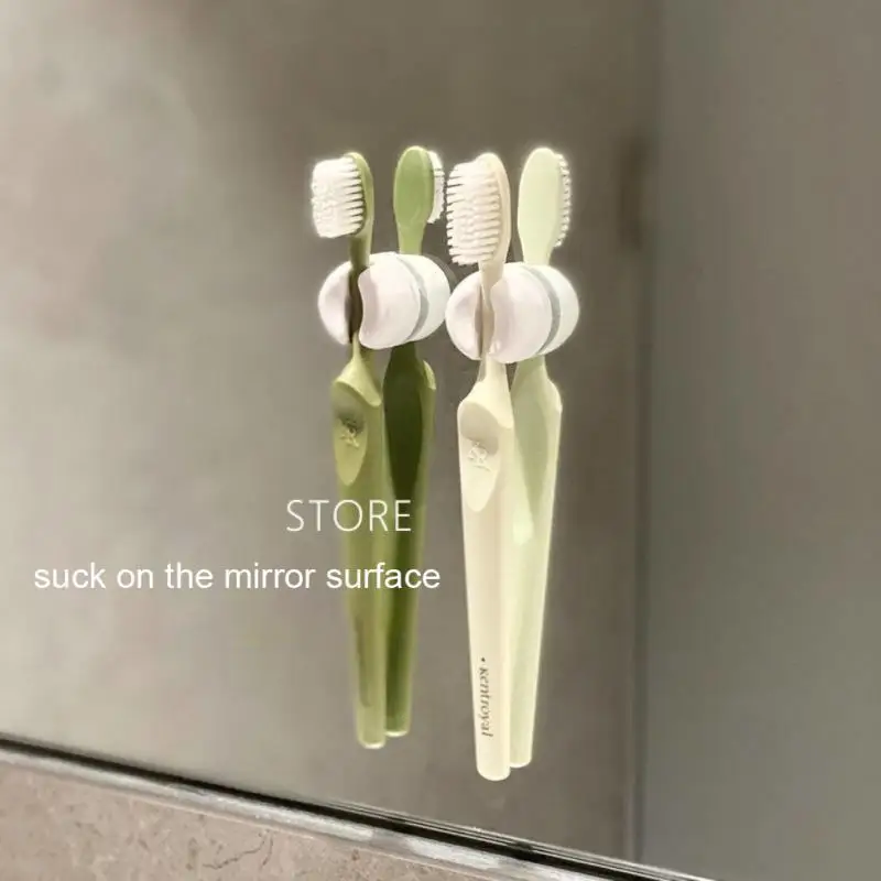 Simple Silicon Toothbrush Holder With Suction Cup Wall Mounted Tooth Brush Storage Organizer Rack Bathroom Accessories 2-6Pcs toothbrush holder
