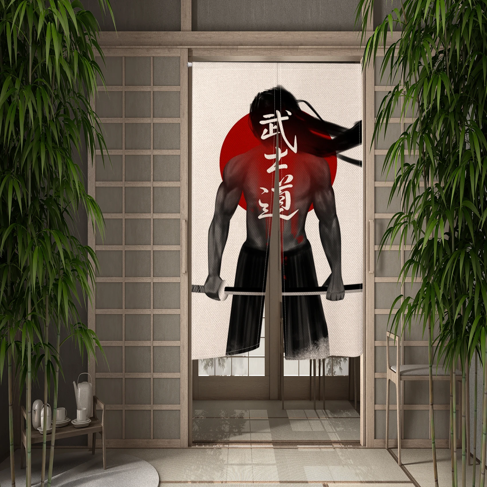 Japanese Bushido Spirit Door Curtain Sun Samurai Kitchen Bedroom Izakaya Doorway Door Curatin Partition Half Curtain Home Decor 3