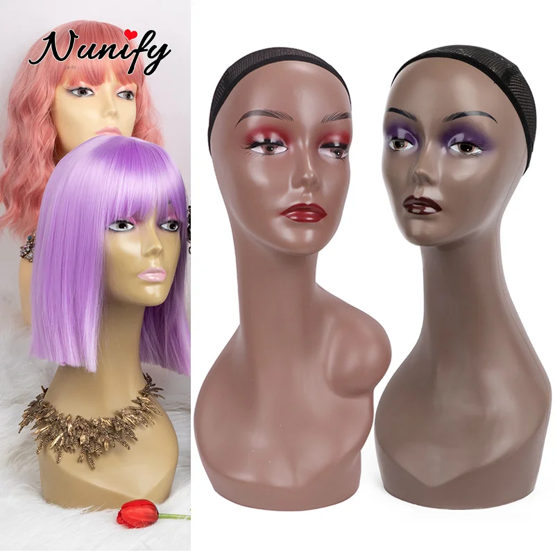 

Bald Mannequin Head With Non-Slip Hair Net 4 Skin Color Available Afro Wig Display Mannequin Head Stand For Wig Making & Display