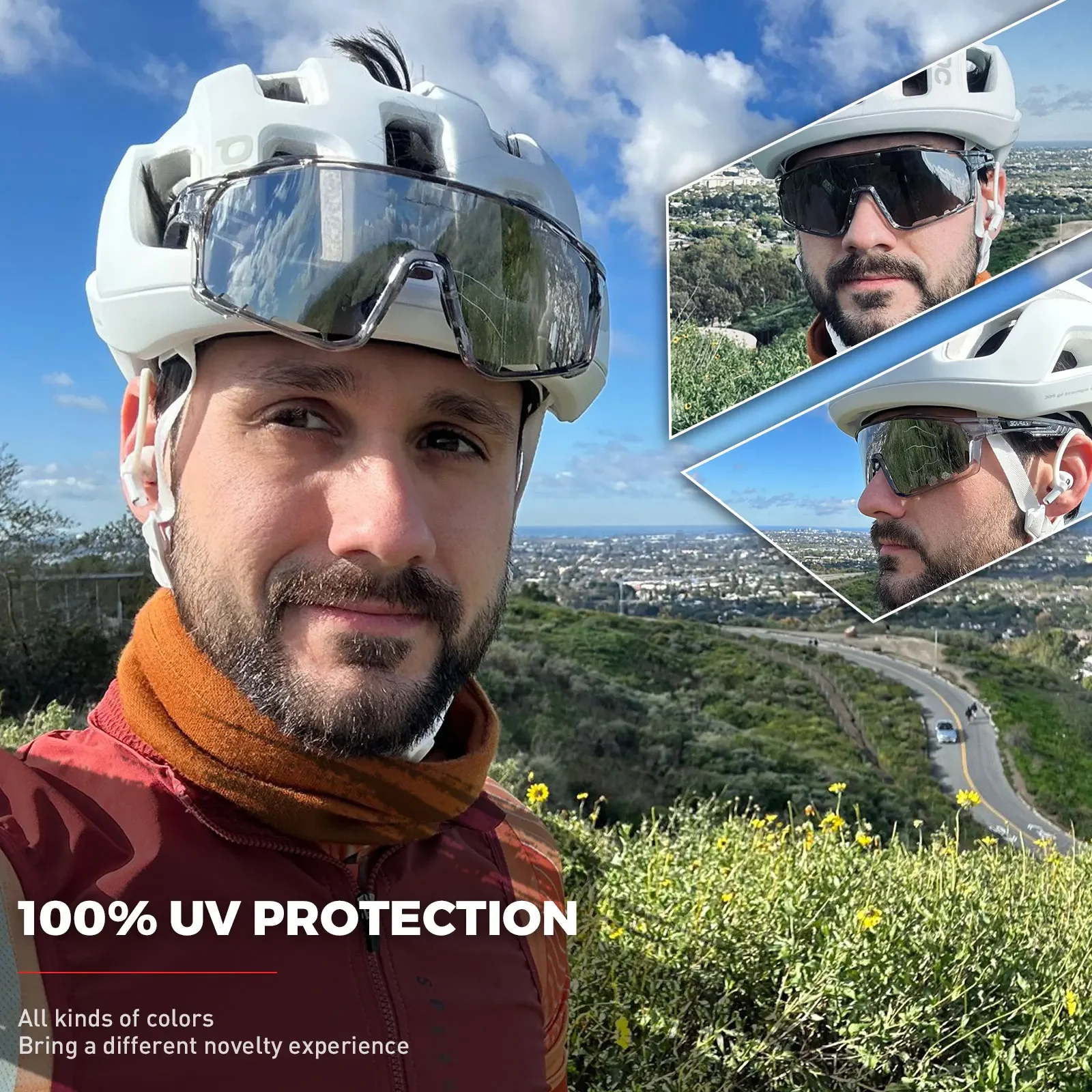 Kapvoe 3lens Cycling Glasses for Men MTB Sunglasses Mountain Bike Bicycle Eyewear Women Sports Goggles Road Speed Skating