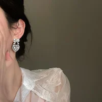 Exquisite Full Rhinestone Bow Earrings for Women Sparkling Crystal Love Heart Bowknot Drop Earring Girls Party Wedding Jewelry - Image 5