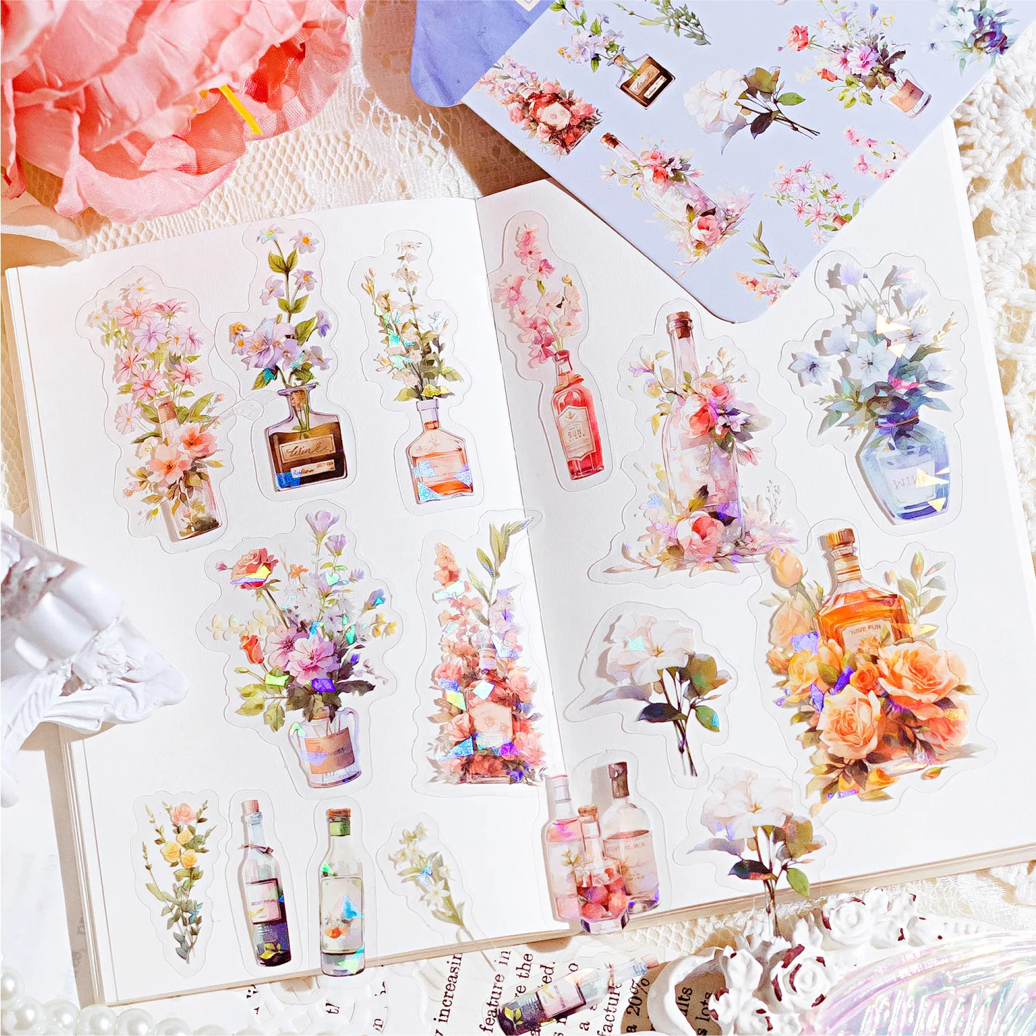 24sets-1lot-kawaii-stationery-sticker-romantic-plant-aesthetics-junk-journal-decorative-scrapbooking-diy-craft-sticker