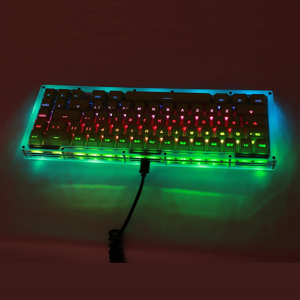 Rgb67メカニカルキーボード,RGBバックライト付きアクリルケース,光沢の 