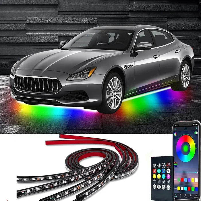 

2023 Car Chassis Flexible RGB Waterproof LED Strip Lights (4PCS)
