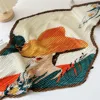 70 Pleated Small Square Scarf Professional Office Ladies Shawl Handmade Scarf Floral Print Silk Neckerchief Elegent Bandana 5
