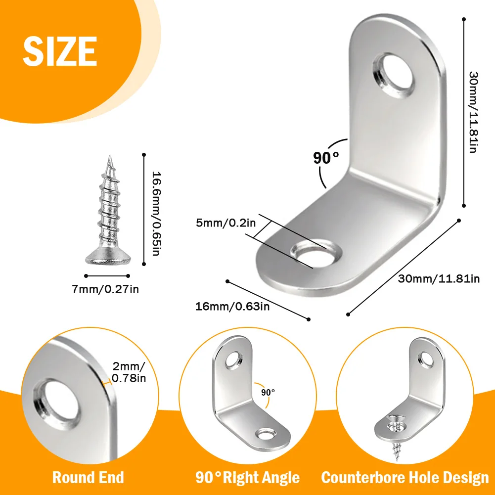 Stainless Steel L Shaped Corner Brackets for Furniture