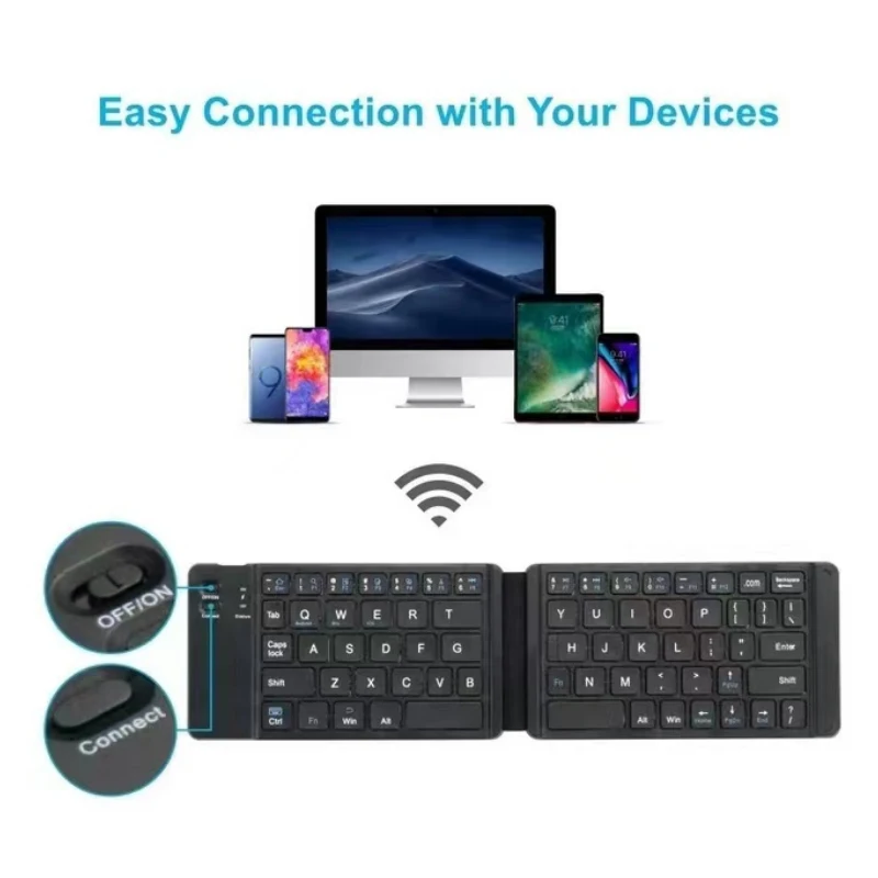 Portable Bluetooth Wireless Keyboard With New Touchpad Ultra-Thin Folding MiniKeyboard Cell Phone Tablet For Samsung Huawei