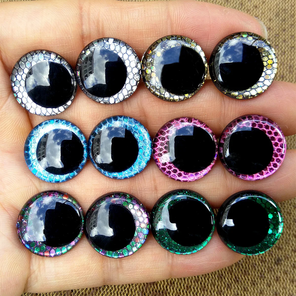 10pair Flat Clear Glitter Safety Eyes For Crochet Toys Amigurumi With Funny Pupil For Knitted Plush Toy Doll Accessories 18mm 2
