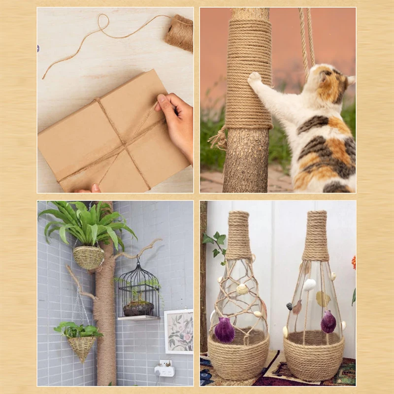 Jute Rope Natural Vintage Jute Rope String 1/2/3/4/5/6/8/10mm DIY Jute Cord Twine Ribbon Crafts Sewing Handwork Gift Wrap Home Decoration