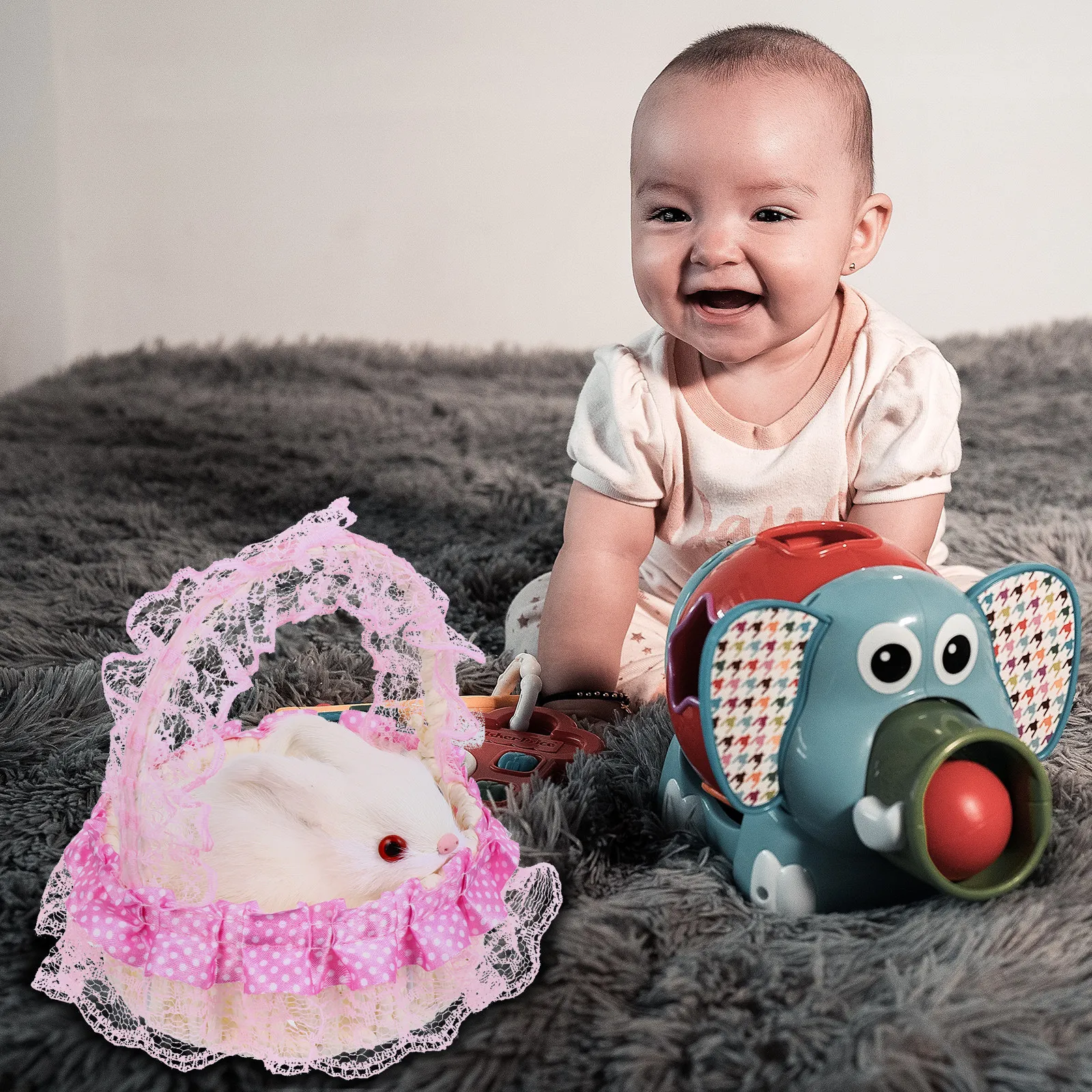 1Pcs 직조 바구니 시뮬레이션 토끼 장식품 장식 장식품 고품질 소재 고급 장인 정신 복고풍 우아함