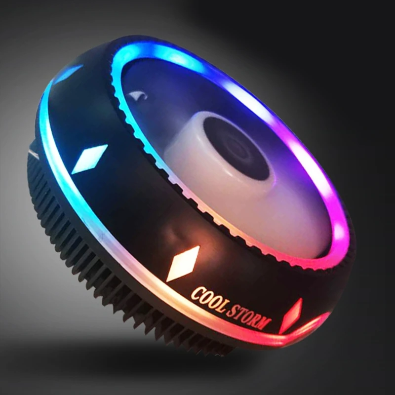 Фото Высокопроизводительный процессорный кулер со светодиодной подсветкой RGB для LGA1150,1151,1155, черный алюминий №3