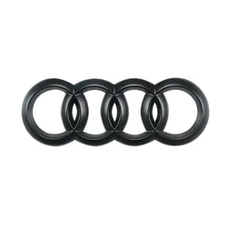 Sleek ABS Car Hood and Rear Logo Emblem - 4 Rings Design - Front 263mmX87mm (Matte Black)