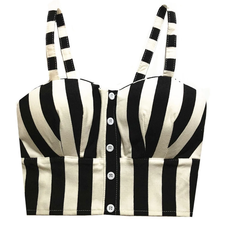 

Women Sexy Button Down for Tank Top Striped Solid Blouse Shirt N7YF