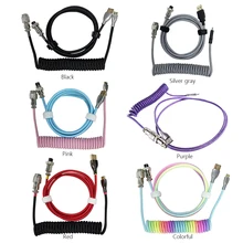 

104keys Mechanical Keyboard Coiled Cable Wire Type C Custom Usb Port Cable Aviator Coiling Cable for Gaming Keyboard Accessories