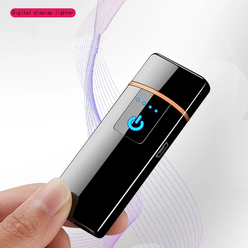 

New Metal Tungsten Ignition Windproof Cigarette Lighter USB Charging Touch Ignition Small Portable Cigarette Lighter Men's Gift