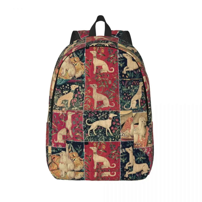 

Medieval Greyhound Canvas Backpacks for Women Men School College Student Bookbag Fits 15 Inch Laptop Whippet Sighthound Dog Bags